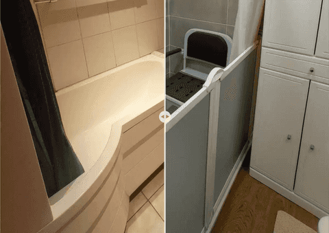 illustration avant / après d'un remplacement de baignoire par une douche sécurisée